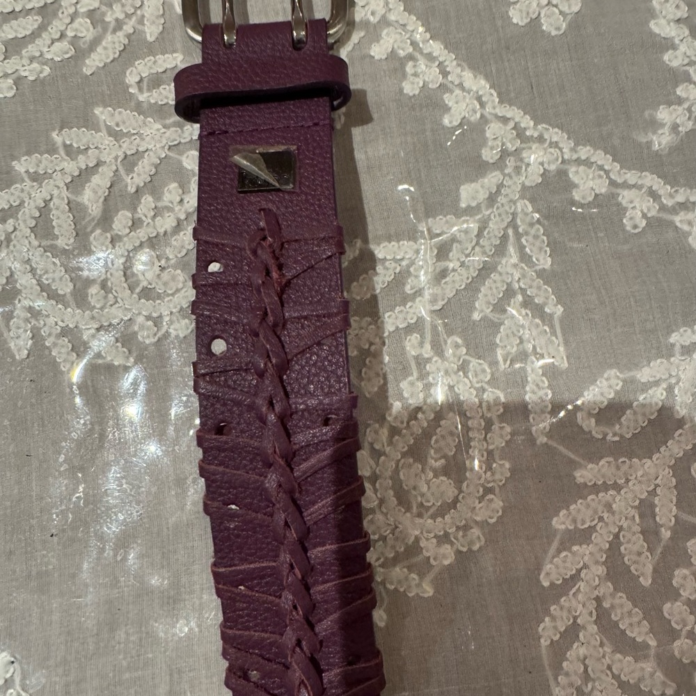 ❤️ KOOBA Deep Purple Braided Women's Belt with Silver Buckle